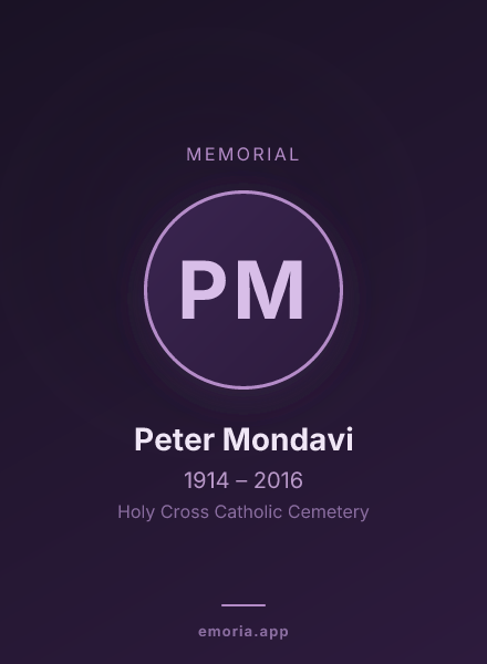 Memorial portrait of Peter Mondavi