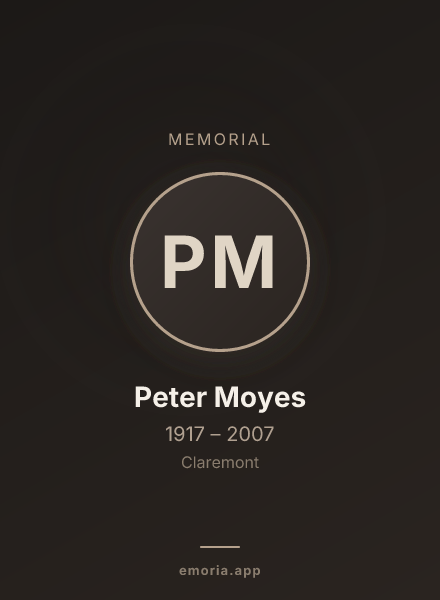Memorial portrait of Peter Moyes