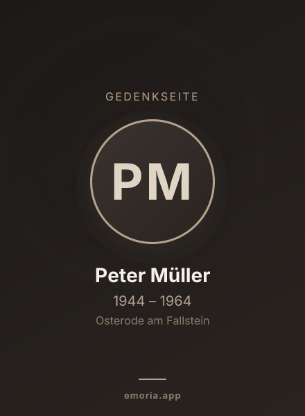 Gedenkportrait von Peter Müller