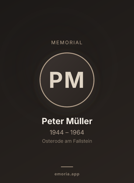 Memorial portrait of Peter Müller