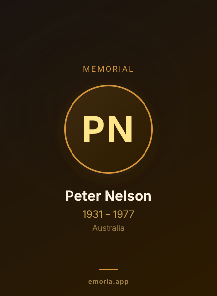 Memorial portrait of Peter Nelson