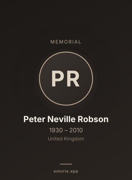 Memorial portrait of Peter Neville Robson