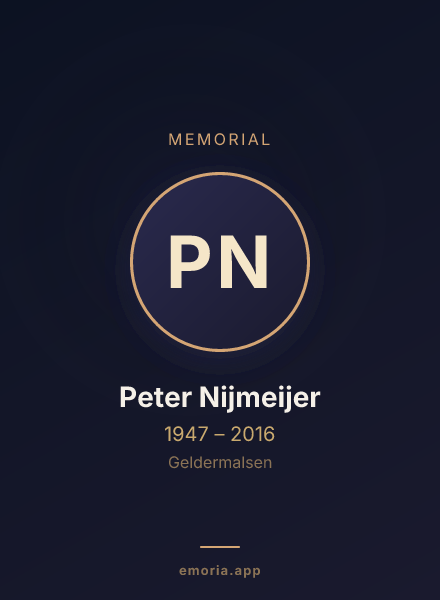 Memorial portrait of Peter Nijmeijer