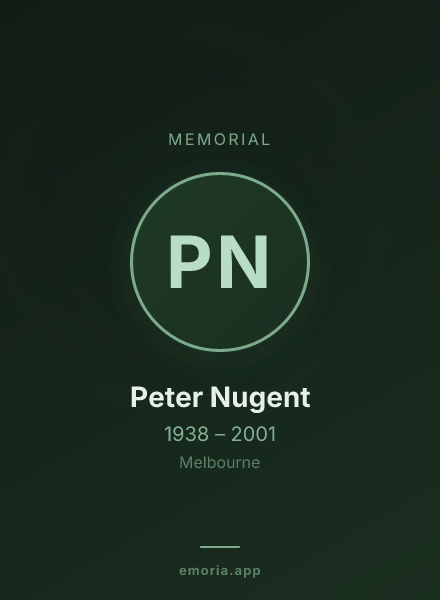 Memorial portrait of Peter Nugent
