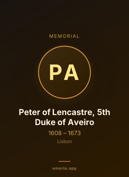 Memorial portrait of Peter of Lencastre, 5th Duke of Aveiro