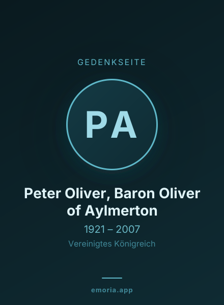 Gedenkportrait von Peter Oliver, Baron Oliver of Aylmerton