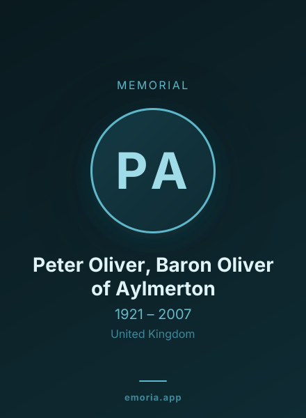 Memorial portrait of Peter Oliver, Baron Oliver of Aylmerton