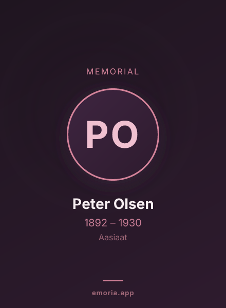 Memorial portrait of Peter Olsen