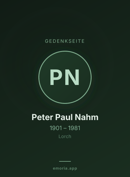 Gedenkportrait von Peter Paul Nahm