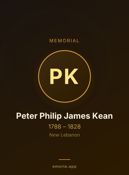 Memorial portrait of Peter Philip James Kean