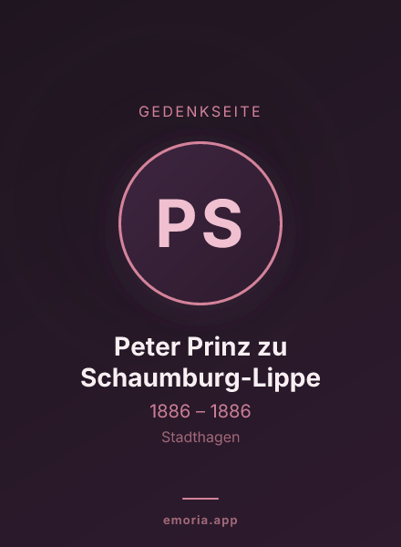 Gedenkportrait von Peter Prinz zu Schaumburg-Lippe
