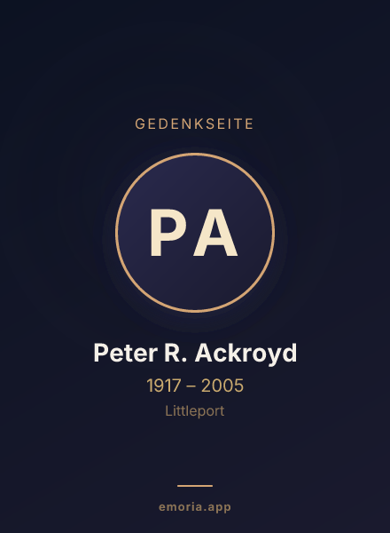 Gedenkportrait von Peter R. Ackroyd