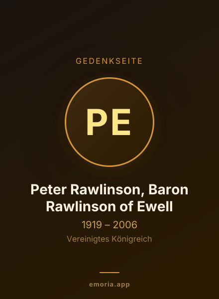 Gedenkportrait von Peter Rawlinson, Baron Rawlinson of Ewell