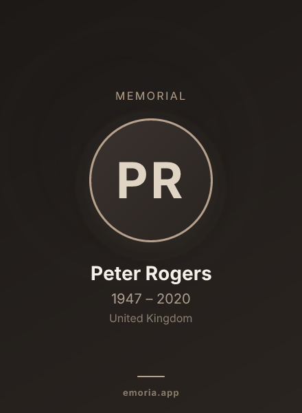 Memorial portrait of Peter Rogers