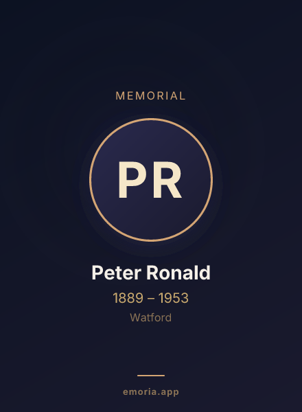 Memorial portrait of Peter Ronald