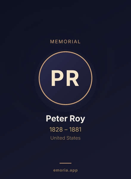 Memorial portrait of Peter Roy