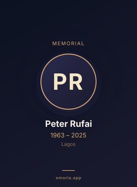 Memorial portrait of Peter Rufai