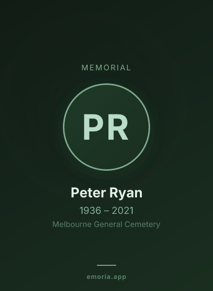 Memorial portrait of Peter Ryan