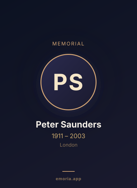 Memorial portrait of Peter Saunders