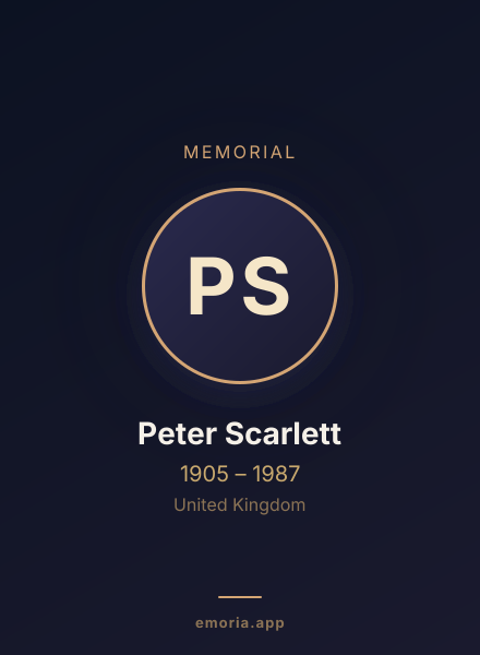 Memorial portrait of Peter Scarlett