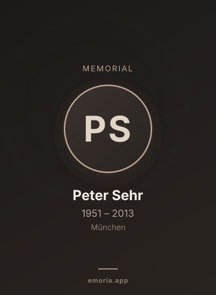 Memorial portrait of Peter Sehr