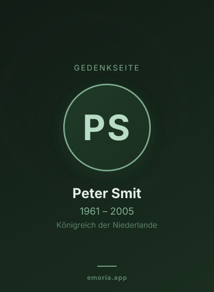Gedenkportrait von Peter Smit
