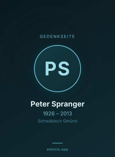 Gedenkportrait von Peter Spranger