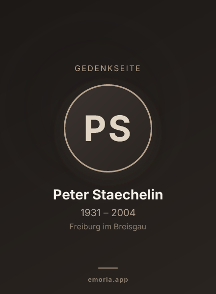 Gedenkportrait von Peter Staechelin