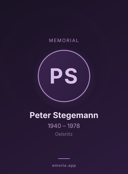 Memorial portrait of Peter Stegemann