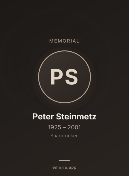 Memorial portrait of Peter Steinmetz