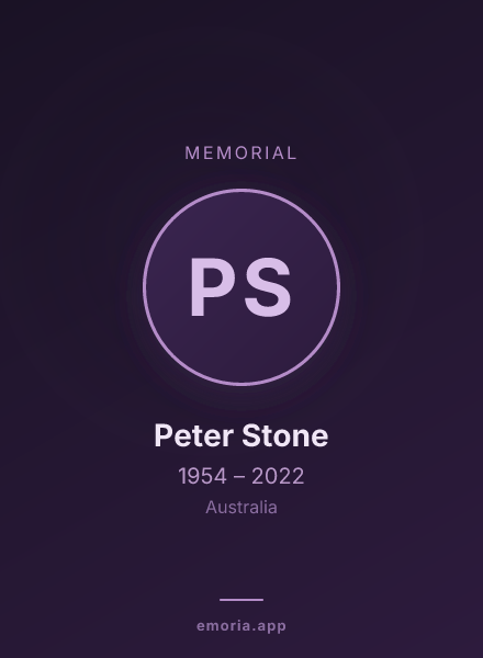 Memorial portrait of Peter Stone