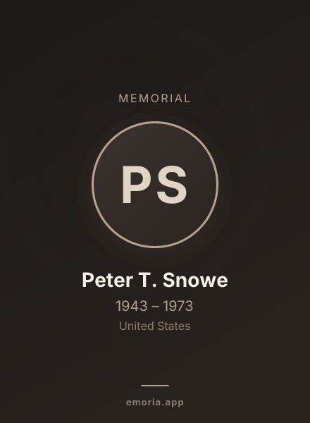 Memorial portrait of Peter T. Snowe
