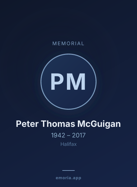 Memorial portrait of Peter Thomas McGuigan