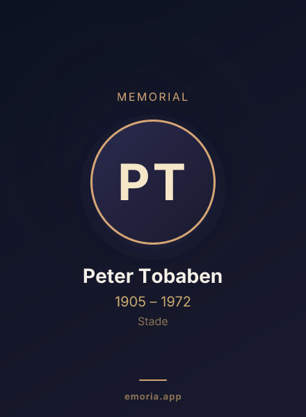 Memorial portrait of Peter Tobaben