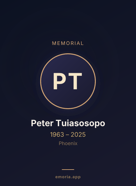 Memorial portrait of Peter Tuiasosopo