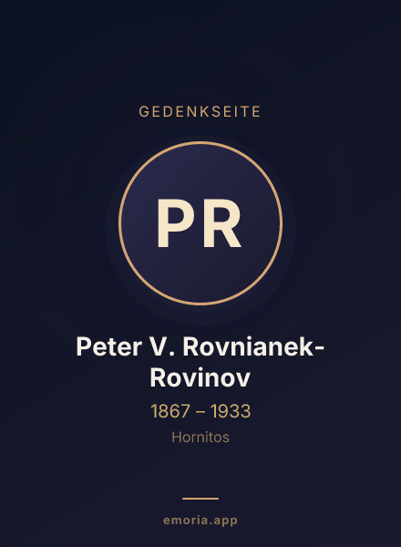 Gedenkportrait von Peter V. Rovnianek-Rovinov