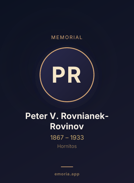 Memorial portrait of Peter V. Rovnianek-Rovinov