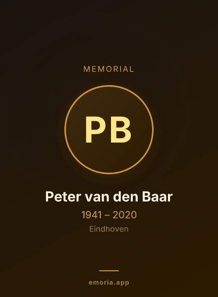Memorial portrait of Peter van den Baar