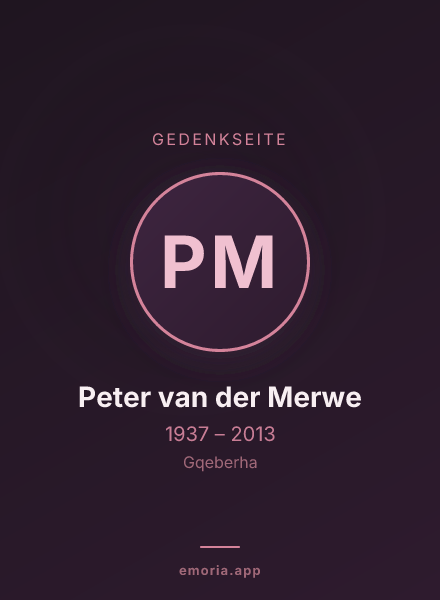 Gedenkportrait von Peter van der Merwe