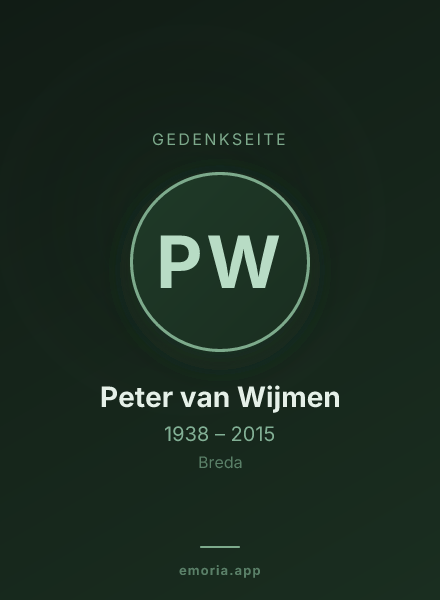 Gedenkportrait von Peter van Wijmen