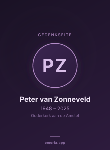Gedenkportrait von Peter van Zonneveld