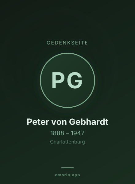 Gedenkportrait von Peter von Gebhardt