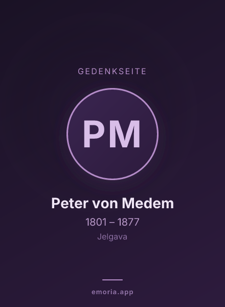 Gedenkportrait von Peter von Medem