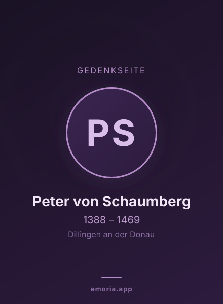 Gedenkportrait von Peter von Schaumberg