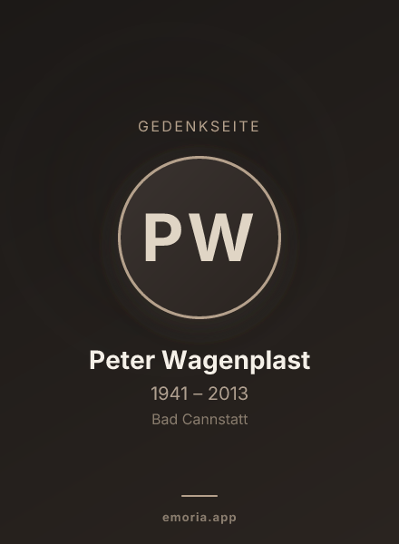 Gedenkportrait von Peter Wagenplast