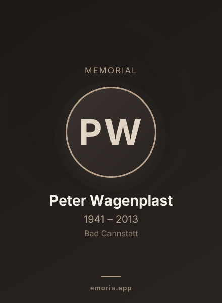 Memorial portrait of Peter Wagenplast
