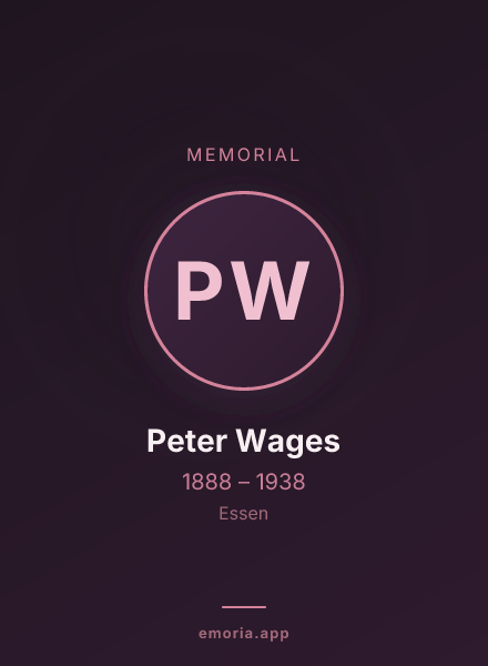Memorial portrait of Peter Wages