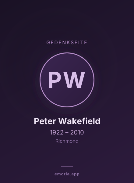 Gedenkportrait von Peter Wakefield