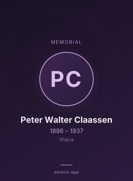 Memorial portrait of Peter Walter Claassen