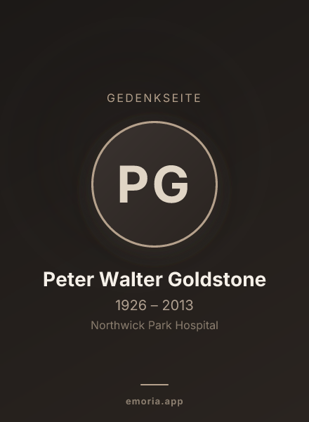 Gedenkportrait von Peter Walter Goldstone